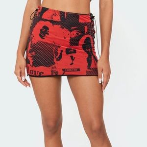 Red and Black Mini Skirt